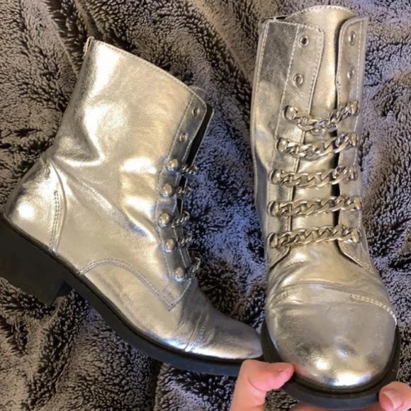 Sam Edelman Shoes - Sam edelman silver combat boots